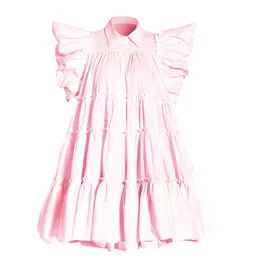 Casual Dresses Designer Oversized Swing Shirt Skirt 2023 Spring/Summer Vintage French Court Style 100 Pleated Bubble Sleeves Loose Fitting Dress For
