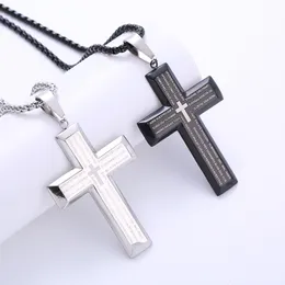 Duży (41*63 mm) Stal nierdzewna Naszyjnik Modlitwa Biblia Krzyż Charm Rolo Sain 3mm 24 cal dla kobiet męskich.