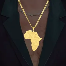 Anniyo Afrika Karte mit Flagge Anhänger Kette Halsketten Edelstahl Gold Silber Farbe Anti-Allergie Afrikanische Karten Charm Schmuck Geschenk für Männer Frauen Bijoux