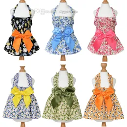 Hund Bow-Knot Floral Dress, Pet Princess Dresses For Small Girl Dog, Dog Princess hängslen Suspender kjol, valp blommig sommar sundress hunddräkt för små hundar katter a722