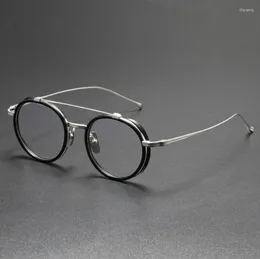 نظارات شمسية إطارات مستديرة إطار النظارات النقية التيتانيوم نساء عتيقة نظارات بصرية قابلة للاستبدال العدسة وصفة طبية نظارات الرجعية الرجال