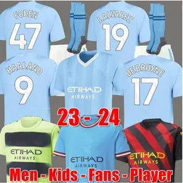 HAALAND Fußballtrikot 23 24 DE BRUYNE MANS CITIES GREALISH MAHREZ FODEN 2023 2024 Fußballtrikot Uniformen Männer Kinder Kit-Sets ALVAREZ FANS Spieler Special MANCHESTERS 66