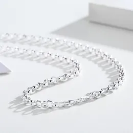 Halsband 20 "32" Real Pure 925 Sterling Silver Circle Rolo Chains Halsband för kvinnor flickor män smycken ketting kolye colier 5080 cm 5mm