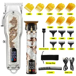 Hårtrimmer HIENA VIT SET DRAGON PROFESSIONAL Hår Clipper Cordless Hair Trimmer For Men Shaver Hair Cutting Machine Barber Machin Beard 230519