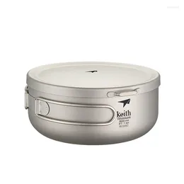 Обеденный посуда, набор Fiambrera de Titanio con Conbierta para cocina acampada cuenco vieje senderismo 800ml 1l 1.2l