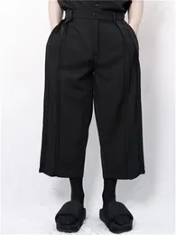 Men's Pants Men's Wide Leg Spring And Autumn Neutral Minimalist Style Personality Pleated Design Loose Large Size Nine Points Pant