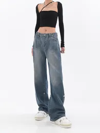 Kvinnors jeans plus size womens jeans streetwear vintage chic design casual wide ben denim byxor hög midja rak baggy mode jean byxor 230519