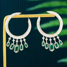 Pendientes colgantes Siscathy Trendy Luxury Cubic Zircon Circle Round Drop para mujer Boda Fiesta Aniversario Joyería Regalos de San Valentín