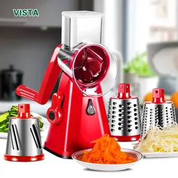 Fruit Vegetable Tools Manual Cutter Slicer Kitchen Accessories Multifunktionell rund rotera Mandoline Potato Cheese Gadgets 230518