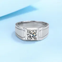 Ringos de cluster Moissanite com certificado Branco branco banhado 925 Sterling Silver Ring Dcolor Wire Desenho Baia de casamento para homens Presente