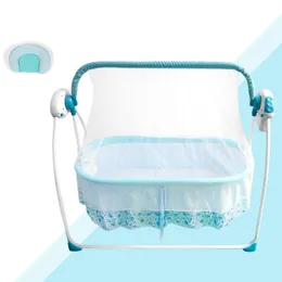 Büyük boyutlu sivrisinek anti -sisli yatak akıllı uzaktan kumanda bebek beşikleri pembe mavi elektrikli otomatik beşik yatak yumuşak rahat rahat güvenli ba29 c23
