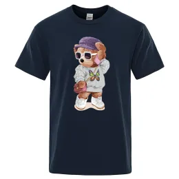 New Era Trend Wear camisetas con estampado de oso de peluche para hombre ztp de manga corta ropa holgada de gran tamaño camisetas transpirables de algodón