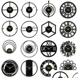 Orologi da parete Grande orologio moderno Numeri romani Arte decorativa Classico Interni Silenzioso per soggiorno Decorazioni per ufficio Drop Delivery Home Gar Dhz4X