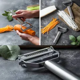 Utensili per frutta e verdura Utensili per pelapatate multifunzione in acciaio inossidabile Grattugia per cetrioli e patate Strumento portatile tagliente per accessori da cucina 230518