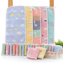 Vendre des gâteaux chauds Serviette de gaze de bébé en coton à six couches 40 ShareStrands Of Skin-friendly Cartoon Jacquard Face Wash Towel For Girls