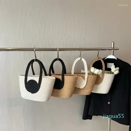 Borse da sera 2023 Summer Women Weave Cotton Rope Tote Bag In Travel Beach Handmade Lady Big Simple Bucket Shoulder Side