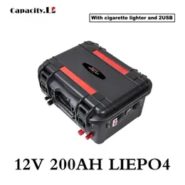 12V uppladdningsbar LifePo4 Batteripaket 200AH Bluetooth BMS RV utomhus Marin litium batterisolvattentät inverterare