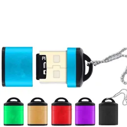 Aluminiowa powłoka z łańcuchem Mini TF Reader karty USB2 0 T-Flash Card Karta telefonu komórkowego Karta Pamięć Karta komputerowa Generalny