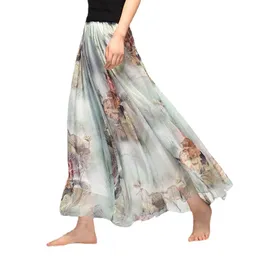 Skirts Vintage Bohemian Long Skirt Elegant Chiffon Saia Harajuku Beach High Waist Woman Clothes Faldas Tutu Vestidos 230519