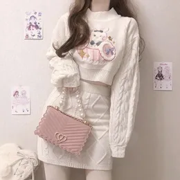 Vestido biggorange estilo japonês início do outono super quente kawaii suéter cintura alta hip envoltório saia feminina estudante primavera e outono terno