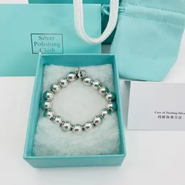 Luxus Designer Armbänder Frauen 10mm Perlen Kette Stränge Edelstahl Paar Mode Schmuck Geschenke für Frau Zubehör