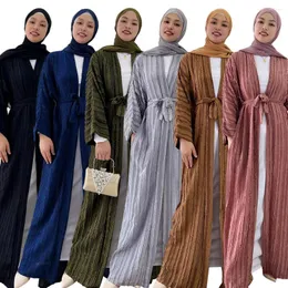 Etniska kläder muslimska kimono cardigans islamiska eid randiga öppna abaya kvinnor elegant kaftan arabiska mode långa kvällsklänningar tunika