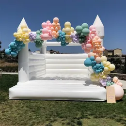 13ft Bounce House Inflatable PVC White Wedding Bouncy Castle Kids Jumping Bouncer With Blower Inflation Rental Backyard Children