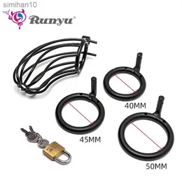 Adult Toys Runyu Men Penis Chastity Cage Black Chastity Lock Abstinence Device Metal Urethral Lock Adult SM Punishment Sex Erotic Supplies L230519
