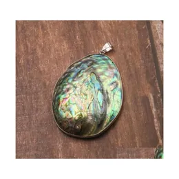 Kolye Kolye Marka Natural Mticolor Abalone Kabuk Oval Şekli Kolye Aksesuarları Moda Takı Yapımı Y561 Damla Teslimat Pend Dhfos