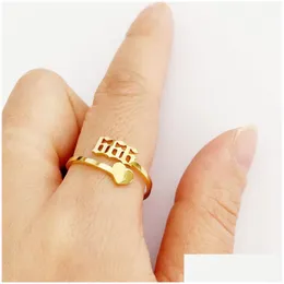 Полосовые кольца регулируемые минималистские украшения для кольца пальца 111 777 888 999 666 Золото из нержавеющей стали