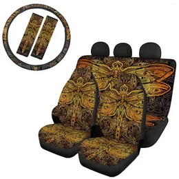 Car Seat Covers INSTANTARTS Cover Dragonfly Pattern Steering Wheel Protector Soft Belt Cushion Shoulder Strap Sets