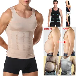 Menor do corpo Shapers Men Slimming Body Shaper Caint Trainer Vest Tummy Control Posture Shirt Back Correção do abdômen tanque de tanque de compressão
