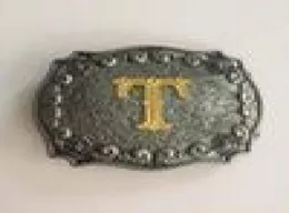1 Pcs Silver T Initial Letter Cowboys Belt Buckle Woman Man Jeans Jewelry Accessories Metal Belt Head Fit 4cm Wide Belt4454683