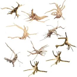 Dekorationer Hot Sale Mini Driftwood för Aquarium Natural Wood Branches Fish Tank Decorations Reptiles Tree Trunk Driftwood Blandad (10 Pack)