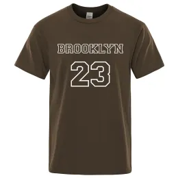 Brooklyn 23 ZTP City Street Letter T-Shirt Men Vintage Wysokiej jakości tee ubrania bawełniane letnie topy harajuku duże