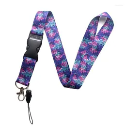 Keychains Fashion Tropical Rainforest Lanyards Keychain Hawaiian Art Printed Ribbon Neck Straps For Keys ID Badge Holder Mobile Phone Rope