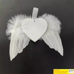 Feather wings sublimation ornament MDF Wooden pendant Christmas sublimated blanks angel wing double