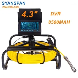 Pipe Inspection Camera 10 20 30 50M Syanspan Sewer Camera med DVR 16 GB Ft Card Drain Industrial Endoscope IP68 8500MHA Batteri