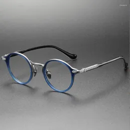 نظارة شمسية إطارات خالص خلات التيتانيوم نظاري جولة إطار الرجال عتيقة النظارات البصرية العدسة القابلة للاستبدال نظارات طبية النساء