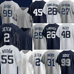 Derek Jeter Baseball Jerseys 99 Aaron Juiz Yankees Carlos Rodon Gerrit Cole Josh Donaldson Harrison Bader LeMahieu Giancarlo Stanton Gleyber Torres