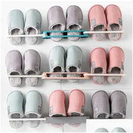 Storage Holders Racks Mti Foldable Bathroom Slippers Shelf Holder Wall Mounted Drain Shoes Rack Organizer Drop Delivery Home Garde Dh6Ca