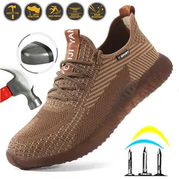 Safety Shoes Breathable Safety Shoes Men's Work Boots Steel Toe Cap Puncture-Proof Indestructible Security Shoes Light Comfortable Sneakers 230519