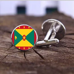 Mode geluk mans bruidegom bruiloft manchet links Grenada nationale vlag vintage mouw button shirt manchetknopen merk cadeau sieraden