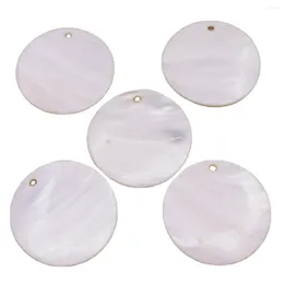 Kolye Kolyeleri 5 PCS 60mm Yuvarlak Disk Doğal Beyaz Annesi İnci Kabuk Takımları El Sanatları