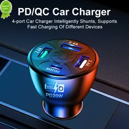 Yeni 20W PD Tip C USB Araba Şarj Cihazı Telefon 4 Ports Güç Adaptörü İPhone için Hızlı Şarj