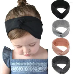 Hårtillbehör 2023 Solid Color Baby pannband Girls Twisted Top Knot Elastic Turban Hairband Kids Haarband Girl Head Wrap