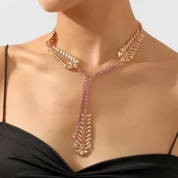 Colares pendentes Colar de strass geométrico de garra de garra para mulheres de jóias de jantar de folhas de luxo de luxo de folhas de casamento