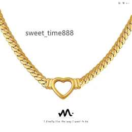 Hip Hop Personality Punk Trend Exaggerate Cuban Chain Heart Ring Necklace Titanium Steel Plated 18K Gold Light Luxury Jewelry