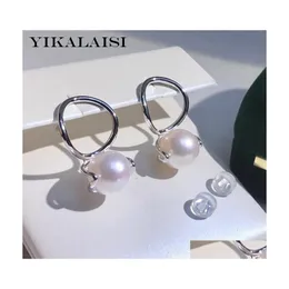 Stud Sterling Sier Kolczyki Biżuteria dla kobiet 910 mm okrągła naturalna perła słodkowodna 2021 drobne hurtownia dostawa Dhei9