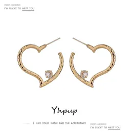 Стад YUP Минималистские сердечные серьги циркония винтажные геометрические золото Brincos Oorbellen Chic Мод